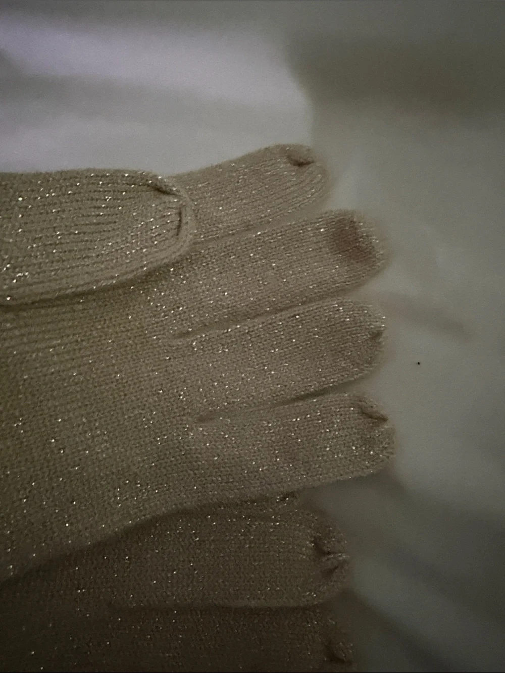Coach Sparkle Knit Gloves with Signature C Trim - Beige/Cream